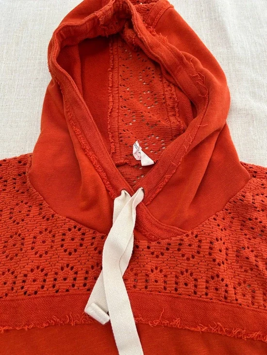 Daily Practice by Anthropologie Robyn Crocheted Hoodie Women's 3X Orange - Picture 3 of 15